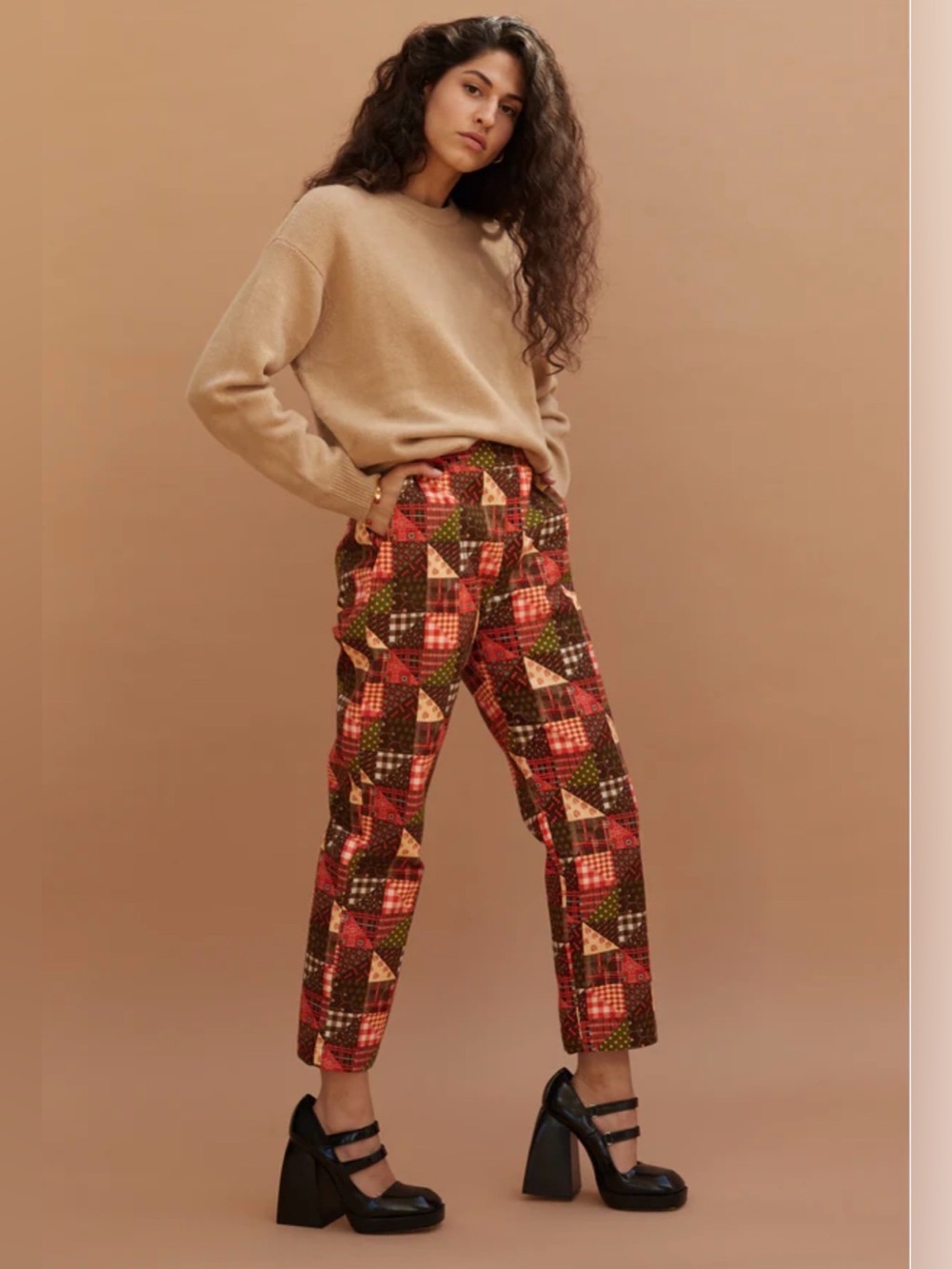 Shrimps Women’s Patchwork Red Trousers Size 6